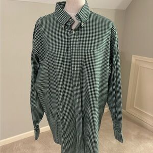 Brooks Brothers Button Down Shirt Madison Fit Green Gingham Plaid 17.5 - 36